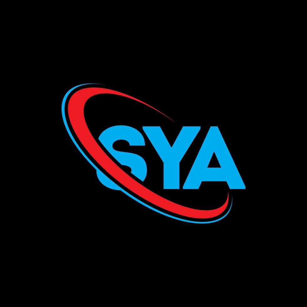 logotipo de sya. letra sya. diseño del logotipo de la letra sya. logotipo de las iniciales sya vinculado con un círculo y un logotipo de monograma en mayúsculas. tipografía sya para tecnología, negocios y marca inmobiliaria. vector