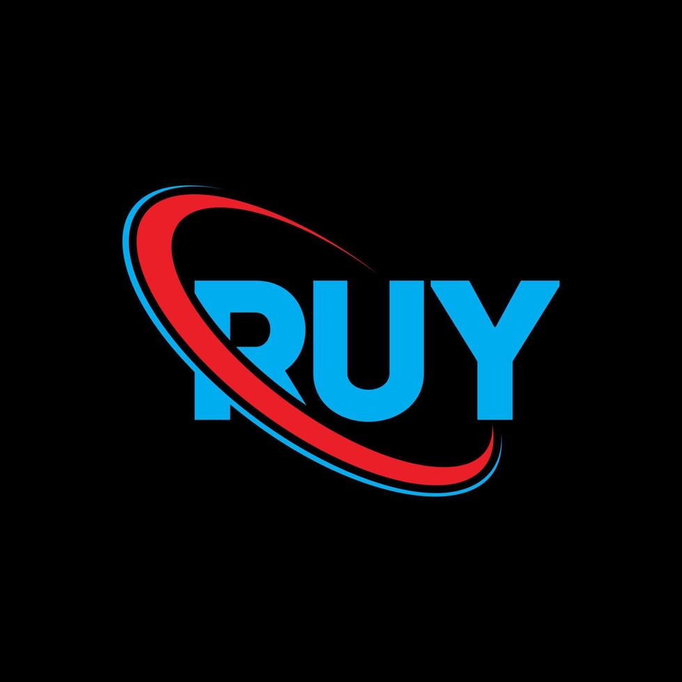 logotipo de ruy. ruy carta. diseño del logotipo de la letra ruy. logotipo de ruy iniciales vinculado con círculo y logotipo de monograma en mayúsculas. tipografía ruy para tecnología, negocios y marca inmobiliaria. vector