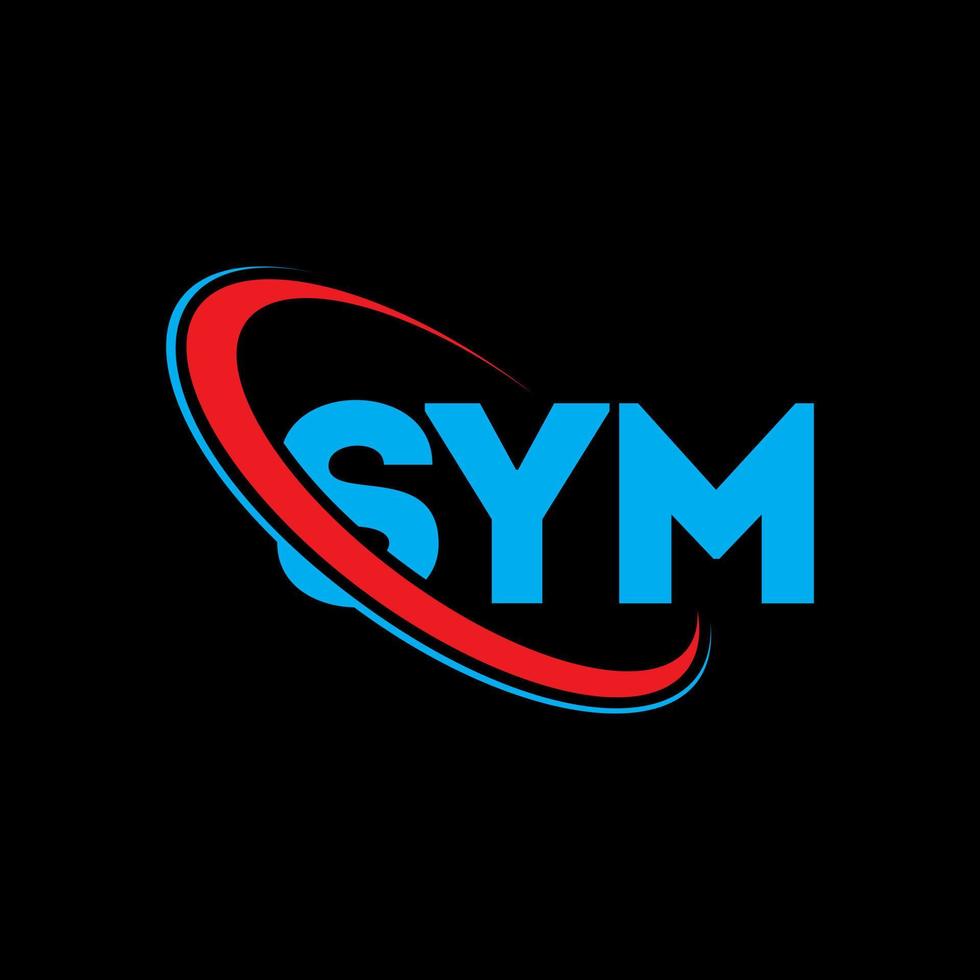 logotipo simbólico. letra simbólica diseño del logotipo de la letra simbólica. logotipo de iniciales sym vinculado con círculo y logotipo de monograma en mayúsculas. tipografía simbólica para tecnología, negocios y marca inmobiliaria. vector