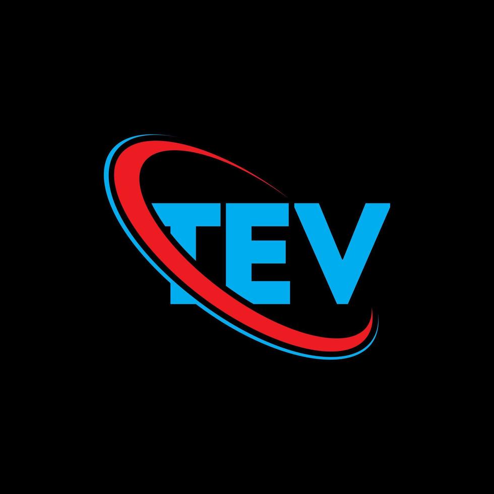 TEV logo. TEV letter. TEV letter logo design. Initials TEV logo linked with circle and uppercase monogram logo. TEV typography for technology, business and real estate brand. vector