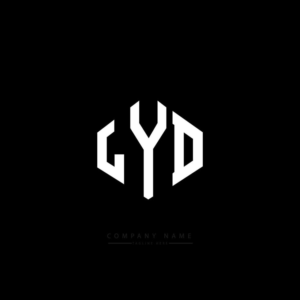 LYD letter logo design with polygon shape. LYD polygon and cube shape logo design. LYD hexagon vector logo template white and black colors. LYD monogram, business and real estate logo.