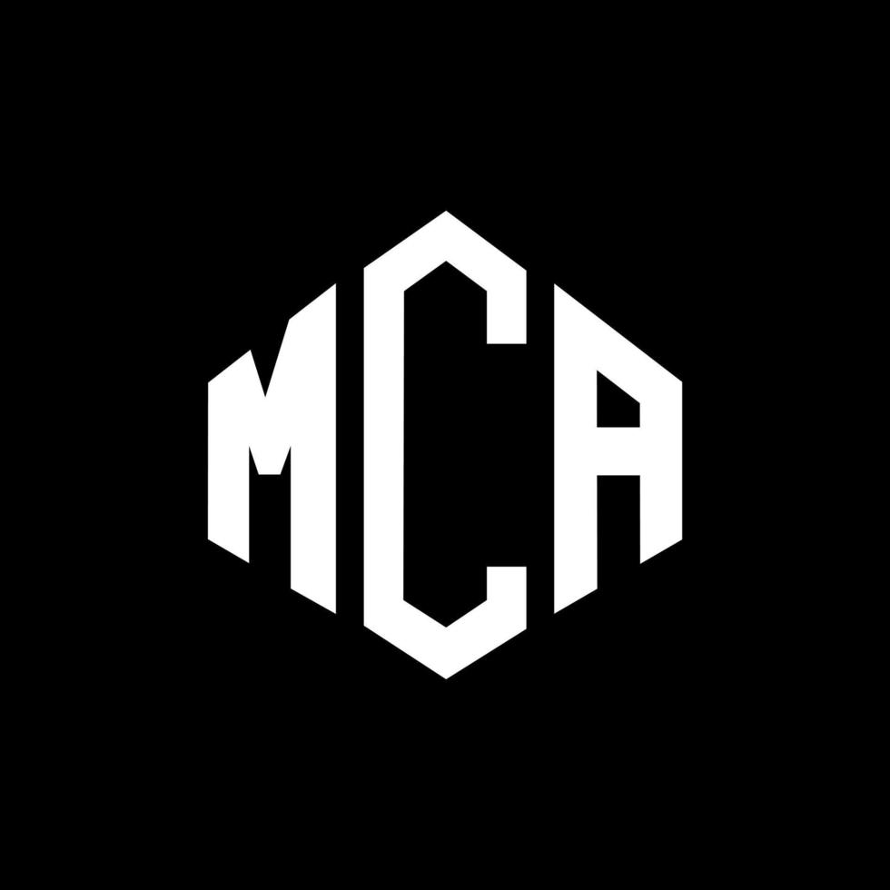 MCA letter logo design with polygon shape. MCA polygon and cube shape logo design. MCA hexagon vector logo template white and black colors. MCA monogram, business and real estate logo.