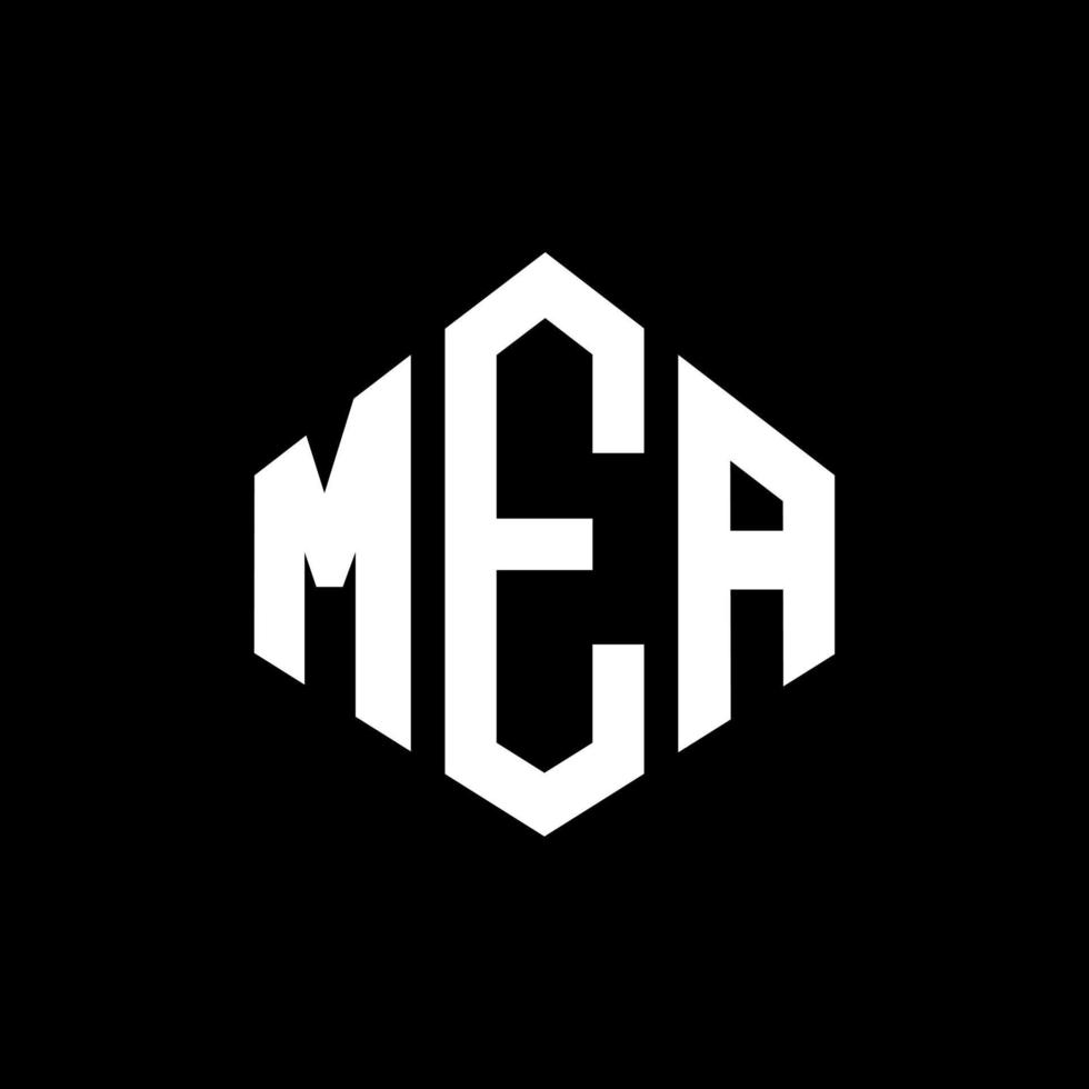 diseño de logotipo de letra mea con forma de polígono. mea polígono y diseño de logotipo en forma de cubo. mea hexágono vector logo plantilla colores blanco y negro. monograma mea, logo de negocios y bienes raíces.