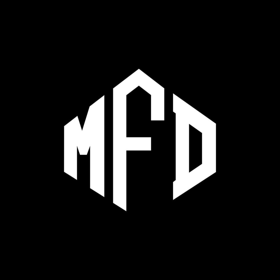 MFD letter logo design with polygon shape. MFD polygon and cube shape logo design. MFD hexagon vector logo template white and black colors. MFD monogram, business and real estate logo.