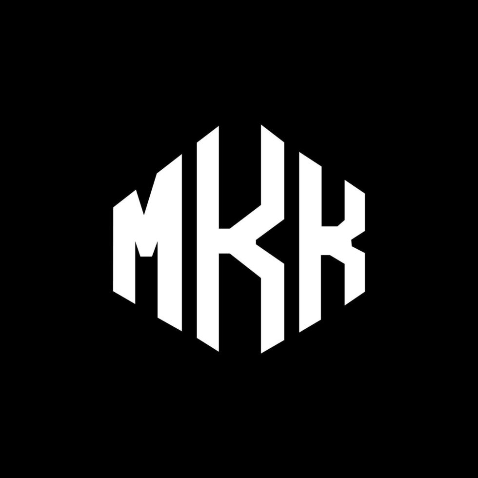 diseño de logotipo de letra mkk con forma de polígono. Diseño de logotipo en forma de cubo y polígono mkk. mkk hexágono vector logo plantilla colores blanco y negro. Monograma mkk, logotipo empresarial y inmobiliario.