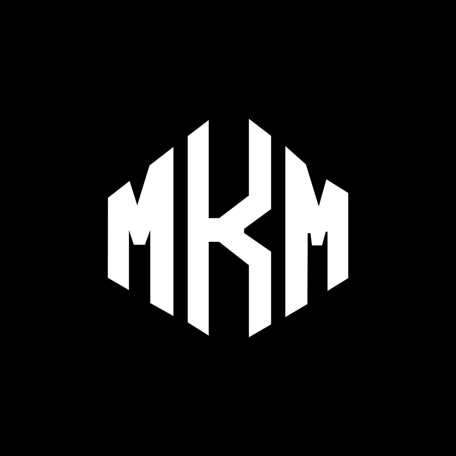 diseño de logotipo de letra mkm con forma de polígono. mkm polígono y