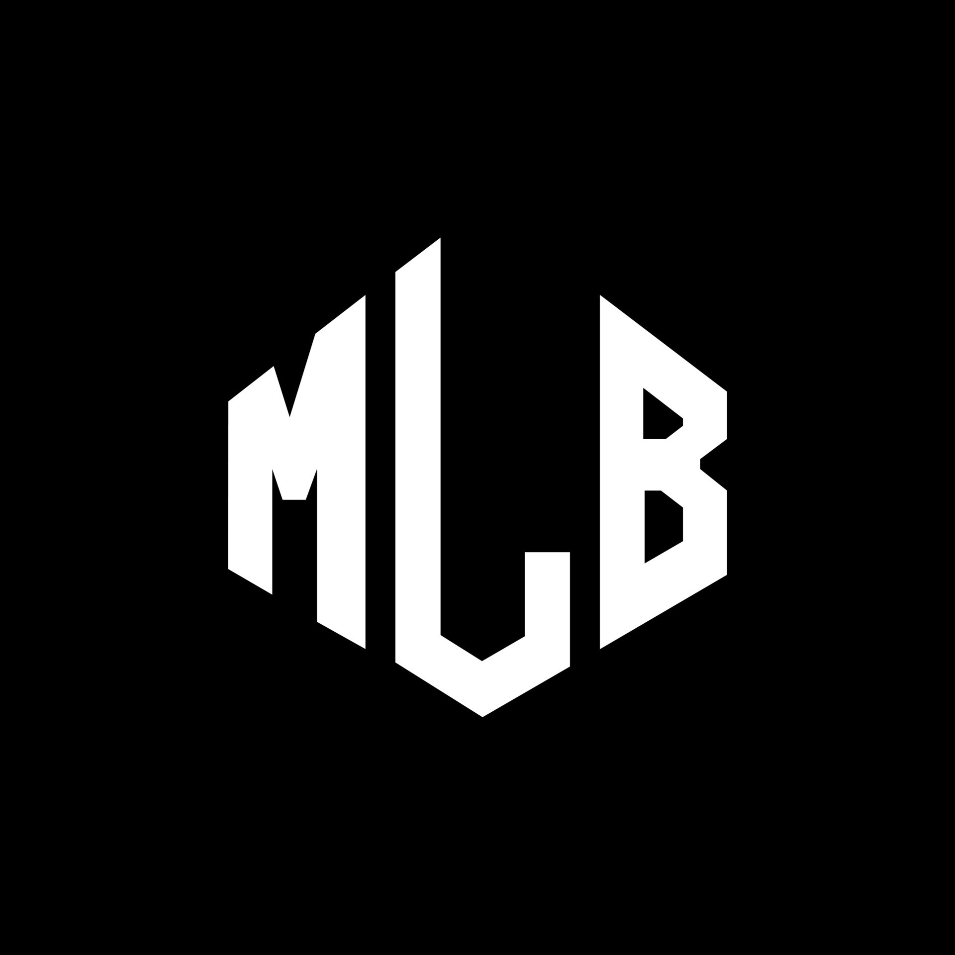 MLB letter logo design with polygon shape. MLB polygon and cube