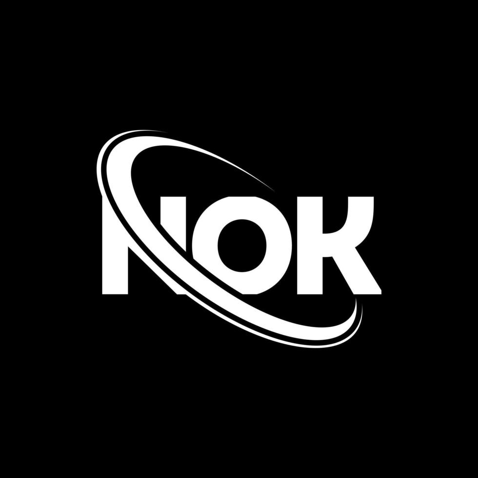NOK logo. NOK letter. NOK letter logo design. Initials NOK logo linked with circle and uppercase monogram logo. NOK typography for technology, business and real estate brand. vector