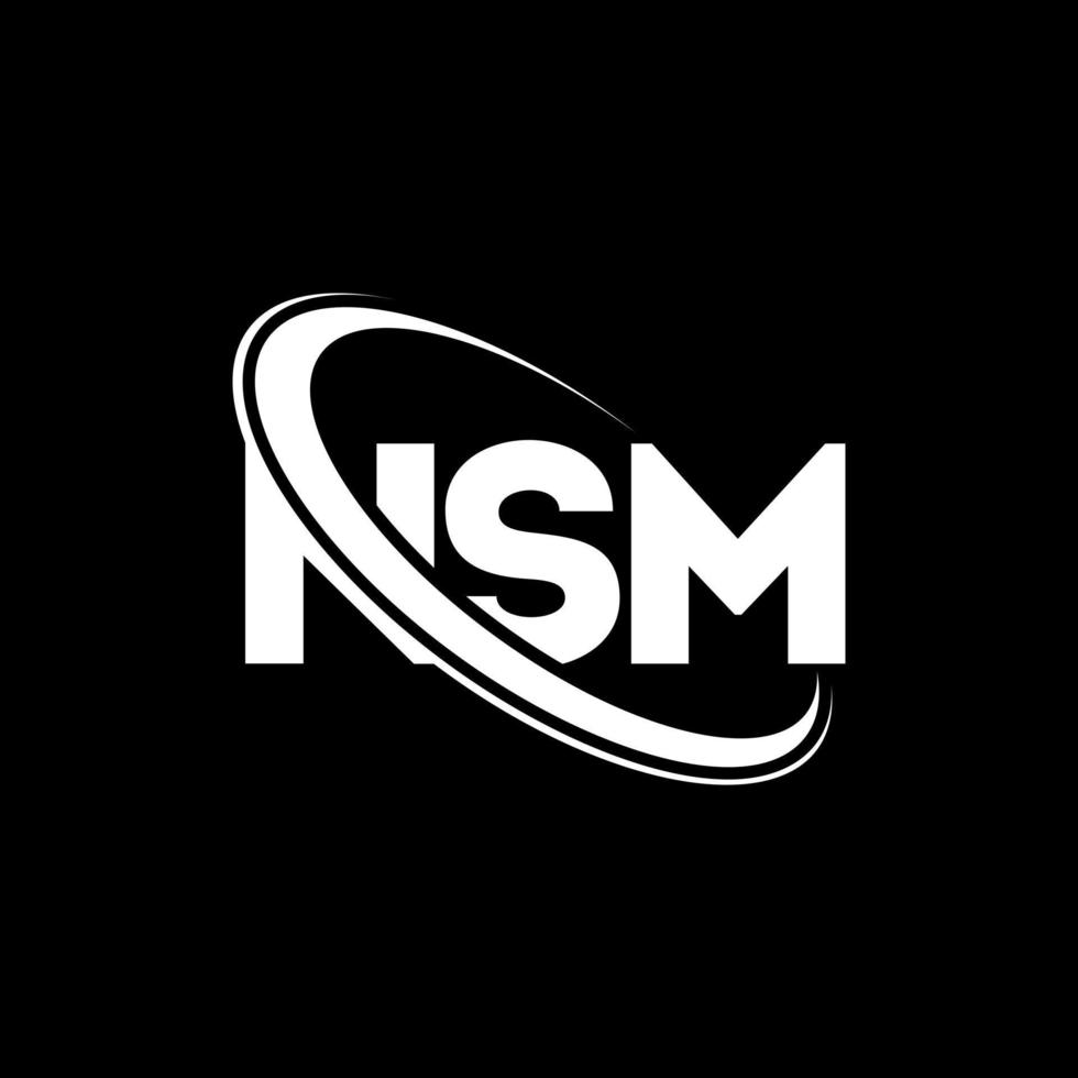 logotipo de NSM. carta nsm. diseño de logotipo de letra nsm. logotipo de iniciales nsm vinculado con círculo y logotipo de monograma en mayúsculas. tipografía nsm para tecnología, negocios y marca inmobiliaria. vector