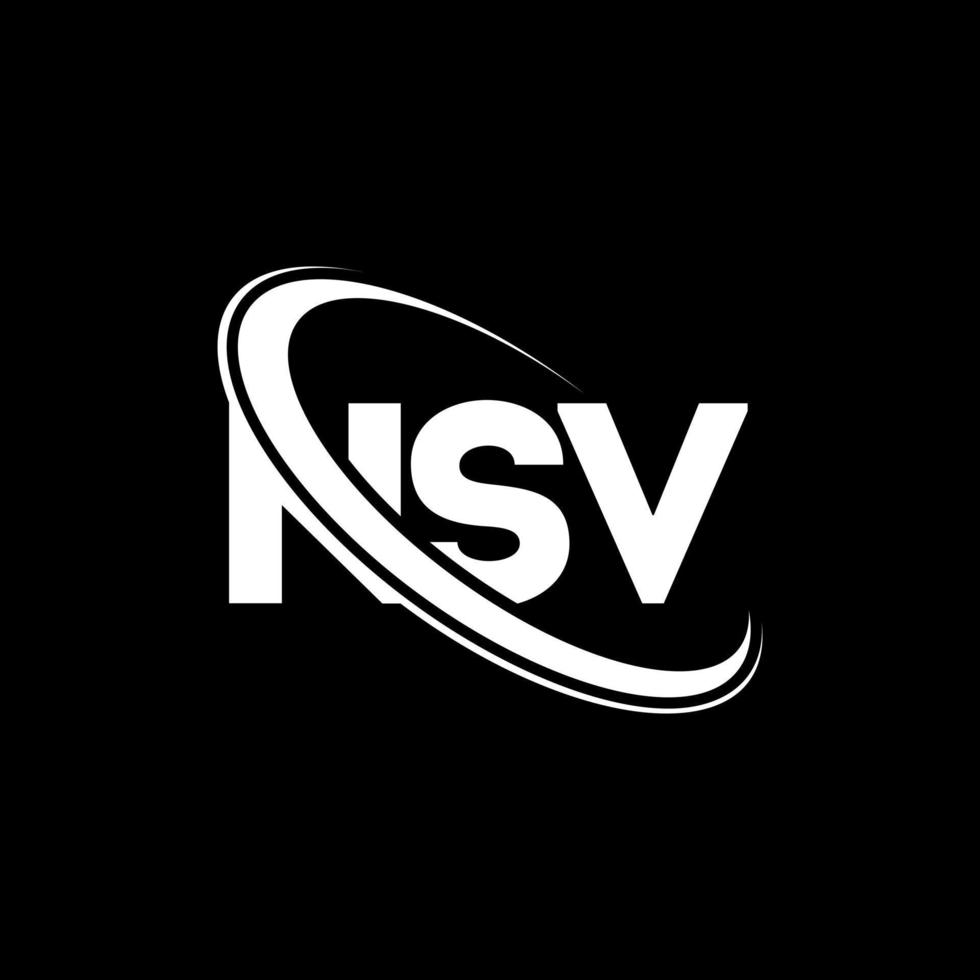 logotipo de nsv. carta nsv. diseño del logotipo de la letra nsv. logotipo de iniciales nsv vinculado con círculo y logotipo de monograma en mayúsculas. tipografía nsv para tecnología, negocios y marca inmobiliaria. vector