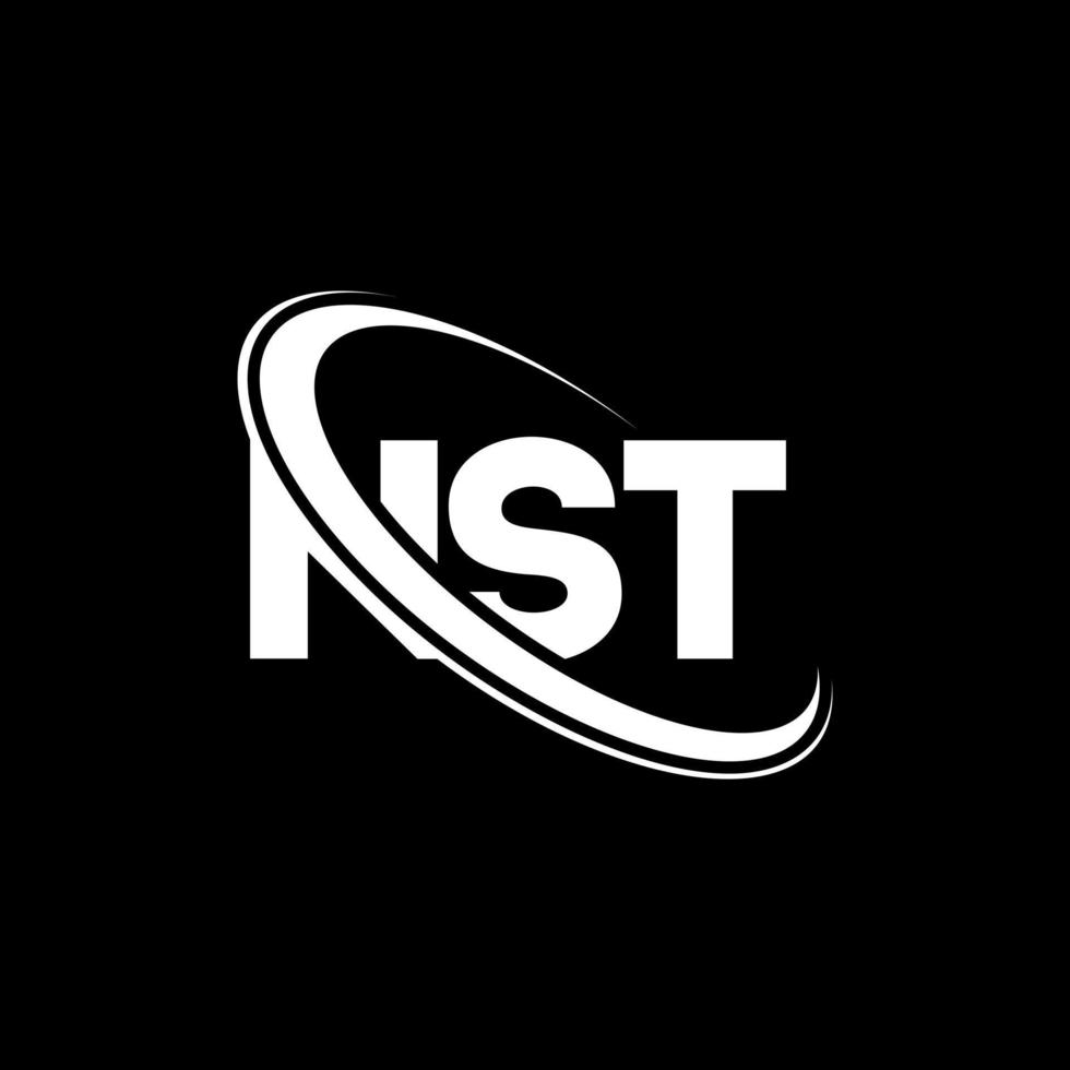 logotipo de nst. primera letra. diseño del logotipo de la letra nst. logotipo de iniciales nst vinculado con círculo y logotipo de monograma en mayúsculas. tipografía nst para tecnología, negocios y marca inmobiliaria. vector