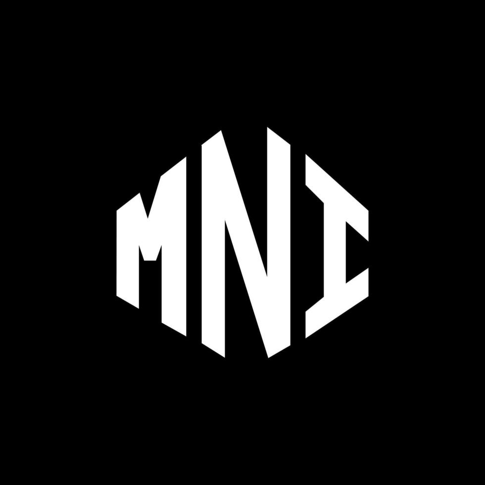 MNI letter logo design with polygon shape. MNI polygon and cube shape logo design. MNI hexagon vector logo template white and black colors. MNI monogram, business and real estate logo.