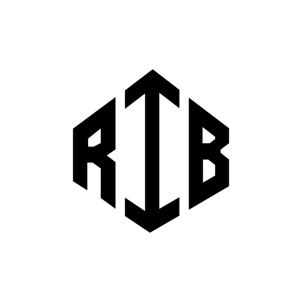 RIB letter logo design with polygon shape. RIB polygon and cube shape logo design. RIB hexagon vector logo template white and black colors. RIB monogram, business and real estate logo.
