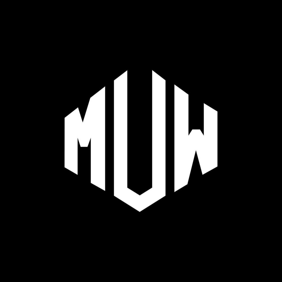 MUW letter logo design with polygon shape. MUW polygon and cube shape logo design. MUW hexagon vector logo template white and black colors. MUW monogram, business and real estate logo.