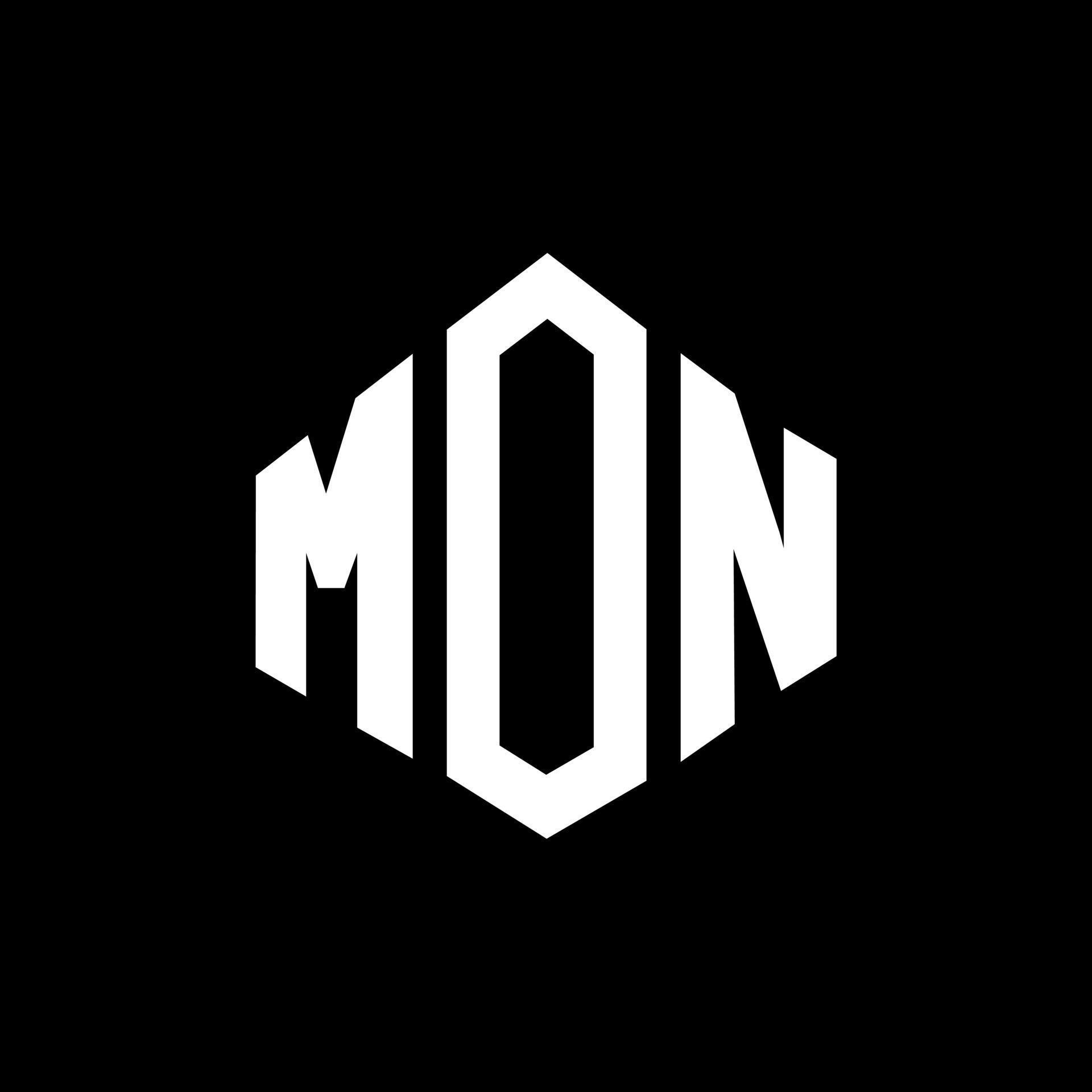 MON letter logo design with polygon shape MON polygon and cube shape