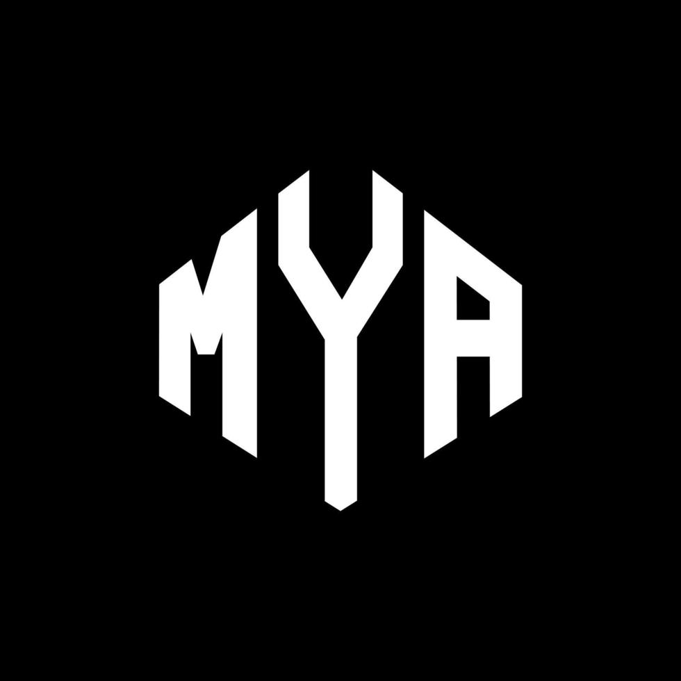 diseño de logotipo de letra mya con forma de polígono. mya polígono y diseño de logotipo en forma de cubo. mya hexágono vector logo plantilla colores blanco y negro. mya monograma, logotipo empresarial y inmobiliario.