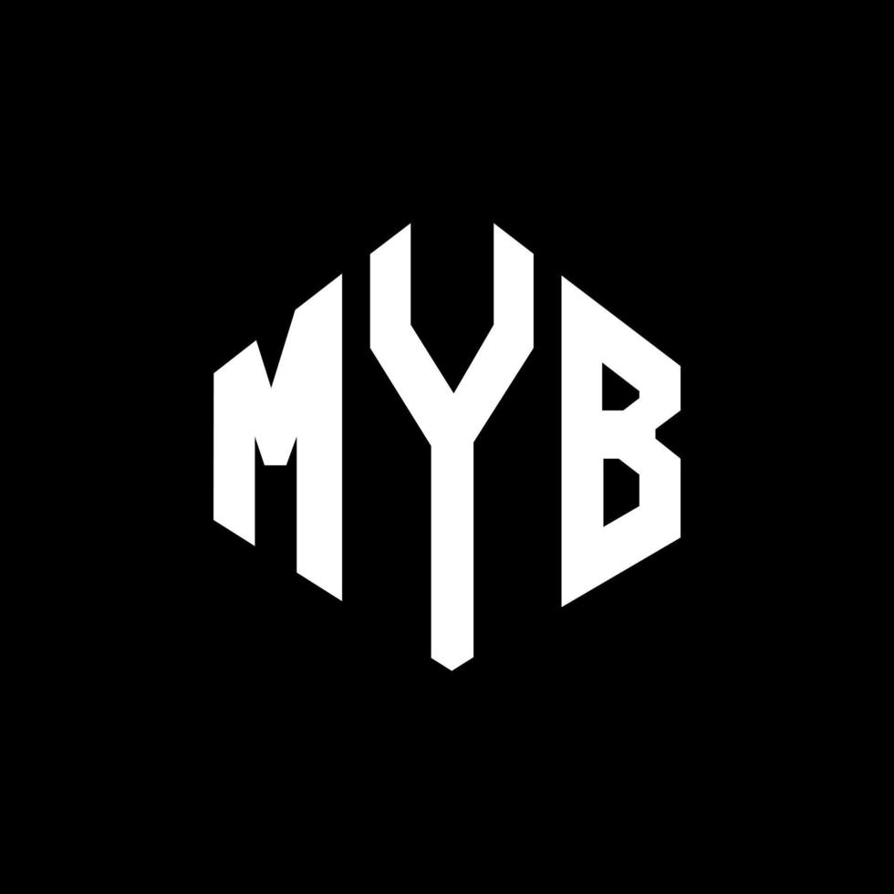diseño de logotipo de letra myb con forma de polígono. myb polígono y diseño de logotipo en forma de cubo. myb hexagon vector logo plantilla colores blanco y negro. monograma myb, logotipo comercial y inmobiliario.