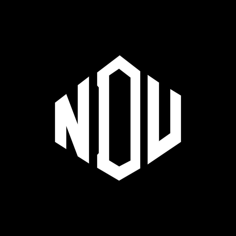 NDU letter logo design with polygon shape. NDU polygon and cube shape logo design. NDU hexagon vector logo template white and black colors. NDU monogram, business and real estate logo.