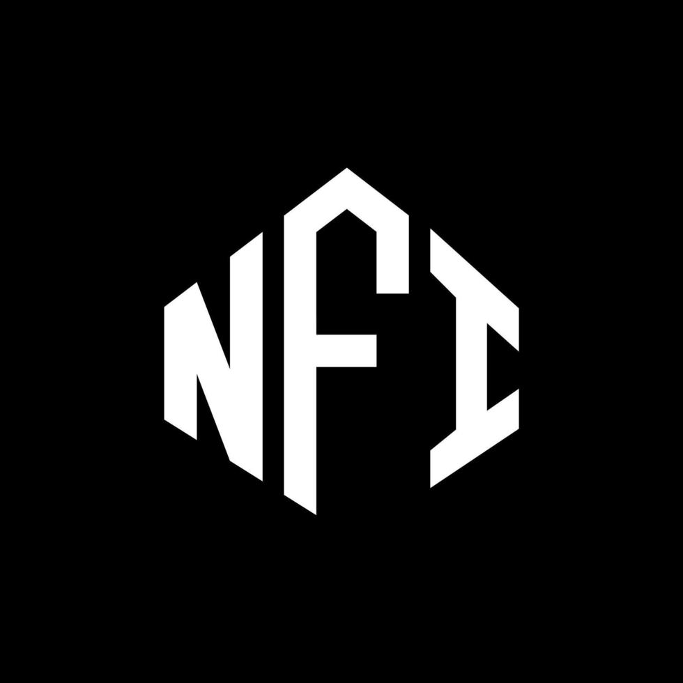 NFI letter logo design with polygon shape. NFI polygon and cube shape logo design. NFI hexagon vector logo template white and black colors. NFI monogram, business and real estate logo.