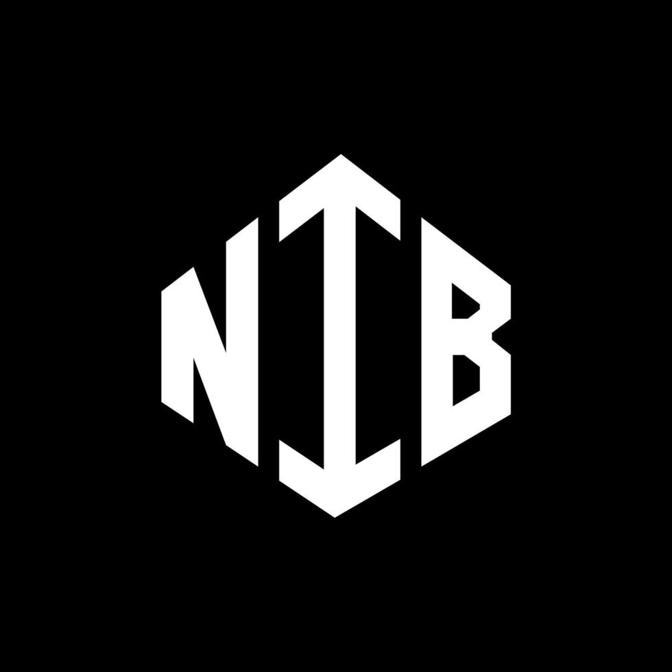 NIB letter logo design with polygon shape. NIB polygon and cube shape logo design. NIB hexagon vector logo template white and black colors. NIB monogram, business and real estate logo.