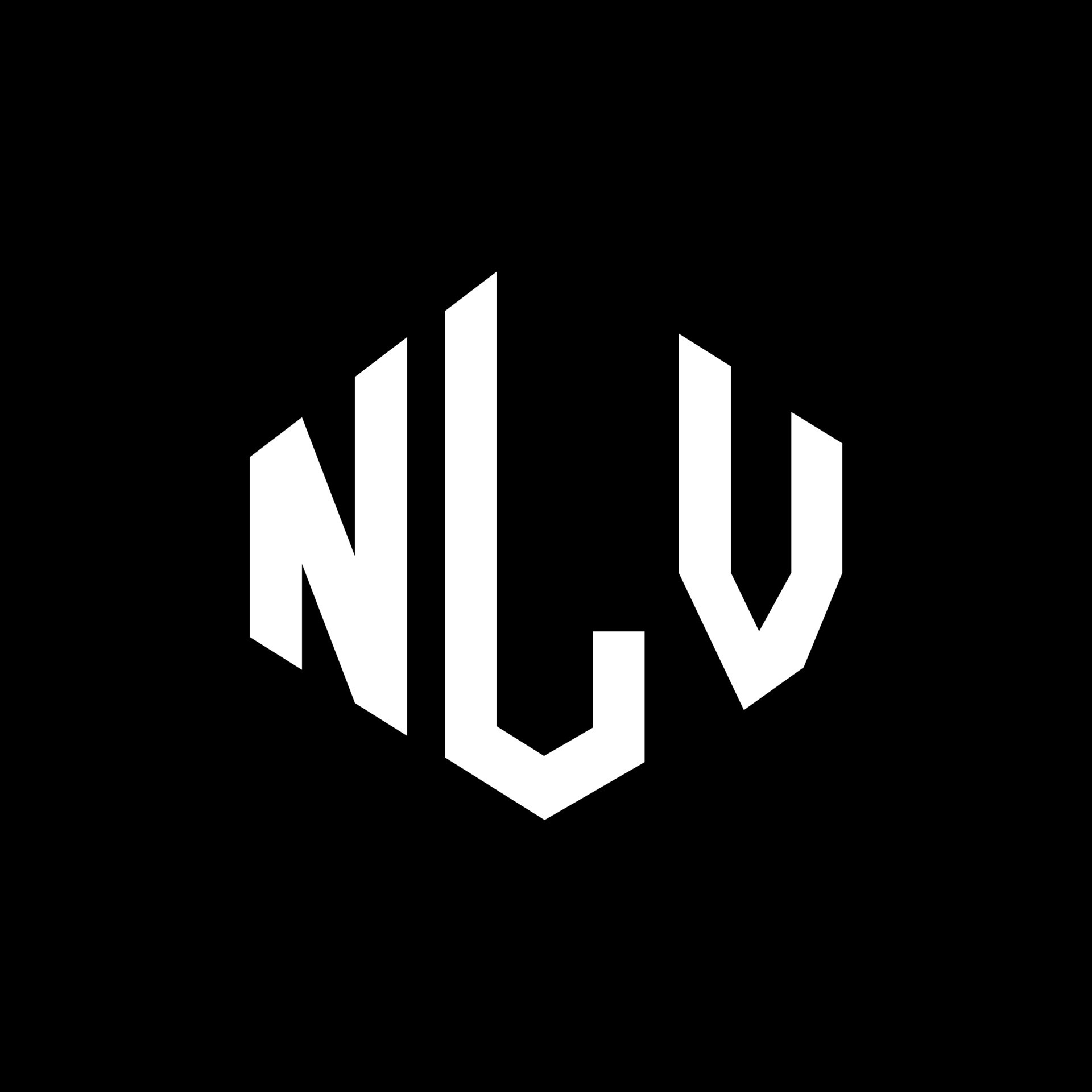 NLV letter logo design with polygon shape. NLV polygon and cube shape