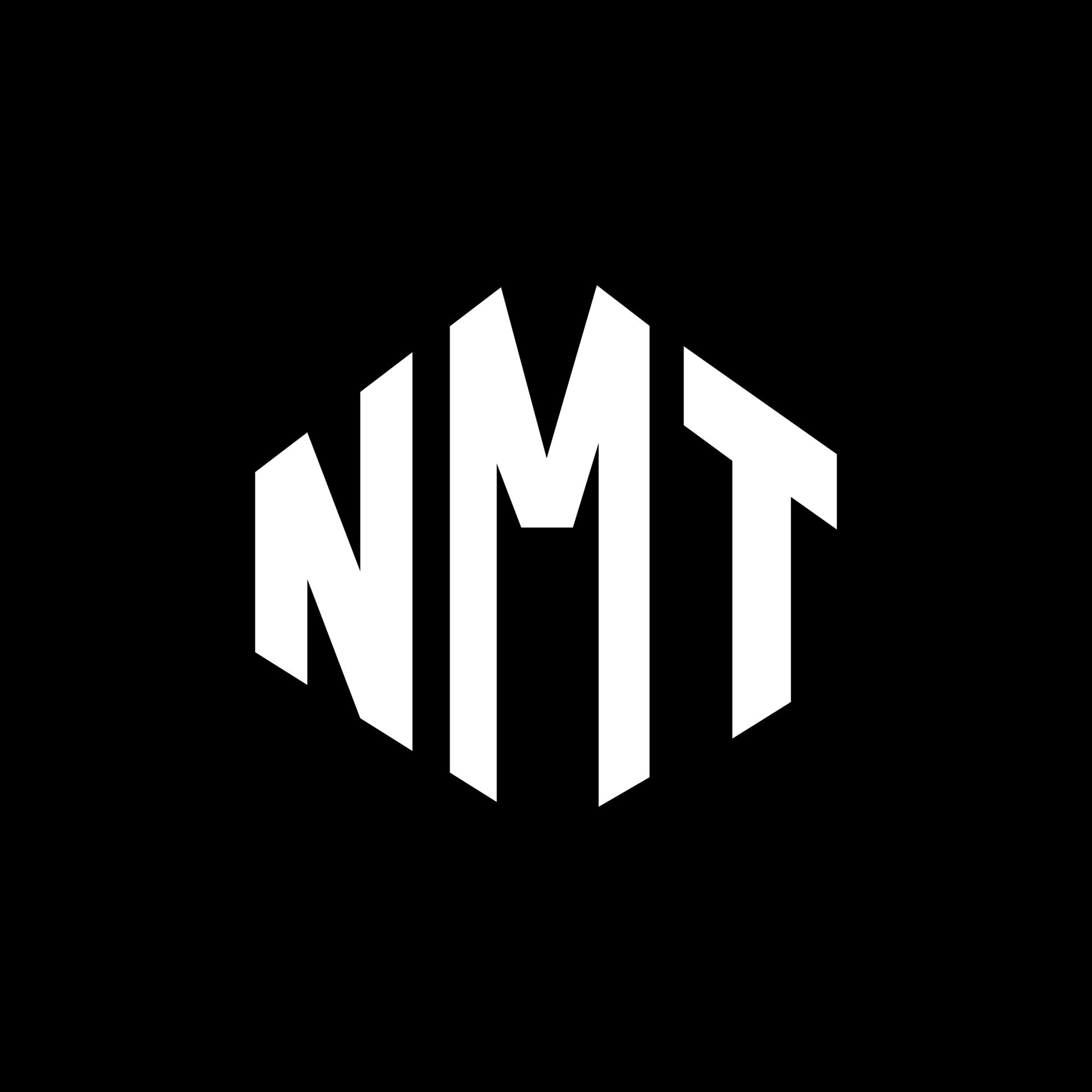 diseño de logotipo de letra nmt con forma de polígono. diseño de