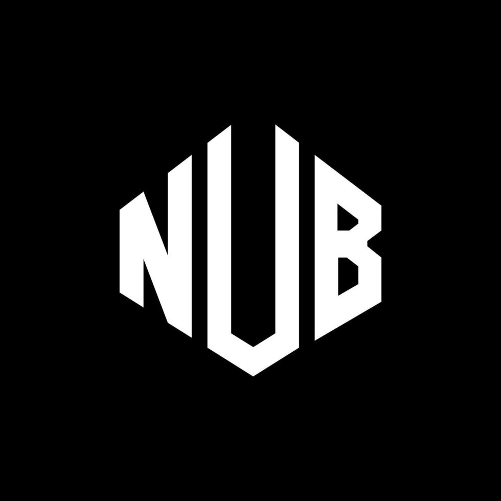 NUB letter logo design with polygon shape. NUB polygon and cube shape logo design. NUB hexagon vector logo template white and black colors. NUB monogram, business and real estate logo.
