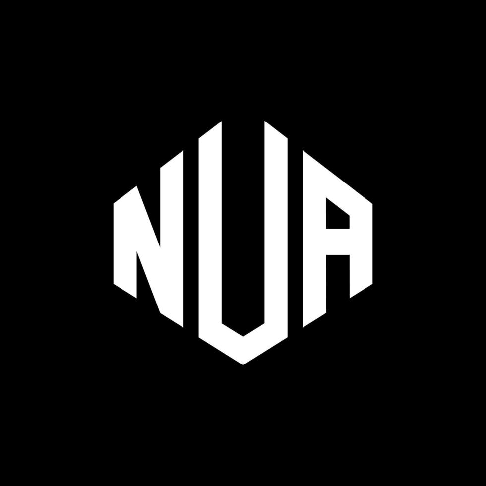 NUA letter logo design with polygon shape. NUA polygon and cube shape logo design. NUA hexagon vector logo template white and black colors. NUA monogram, business and real estate logo.