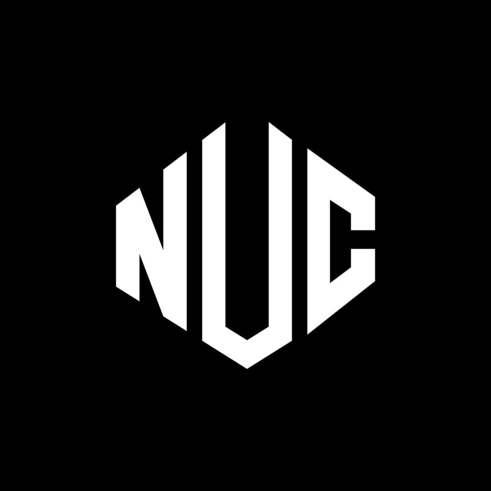NUC letter logo design with polygon shape. NUC polygon and cube shape logo design. NUC hexagon vector logo template white and black colors. NUC monogram, business and real estate logo.
