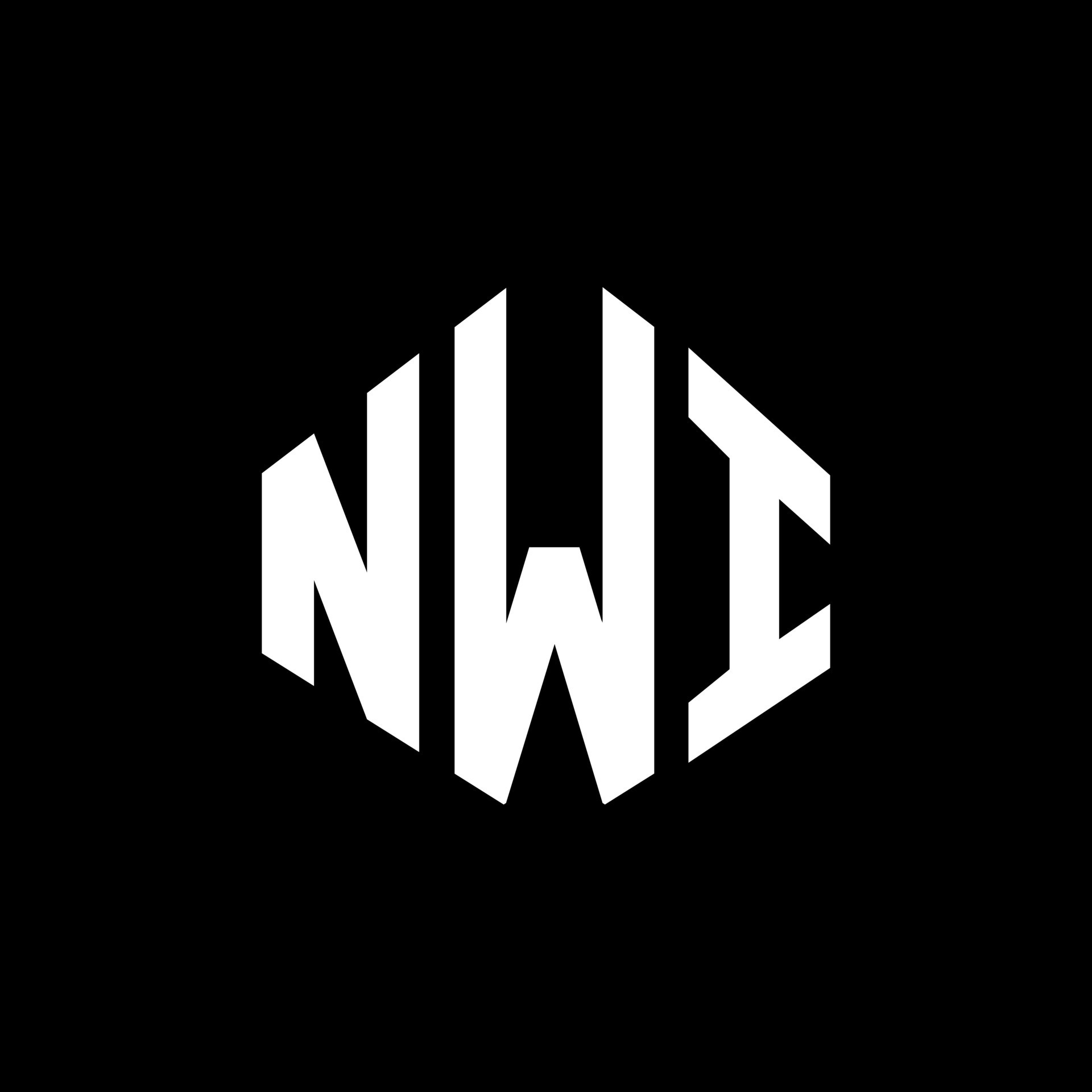 NWI letter logo design with polygon shape. NWI polygon and cube shape