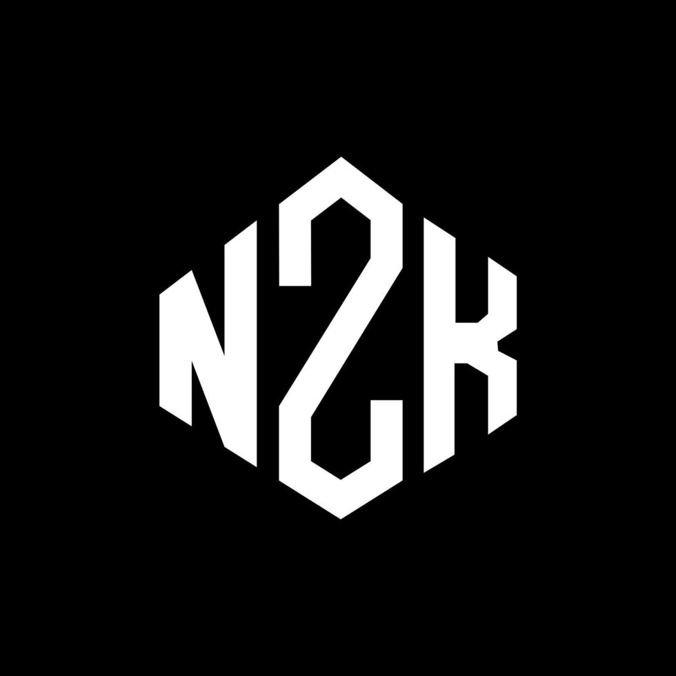 diseño de logotipo de letra nzk con forma de polígono. Diseño de logotipo en forma de cubo y polígono nzk. nzk hexágono vector logo plantilla colores blanco y negro. Monograma nzk, logotipo empresarial y inmobiliario.