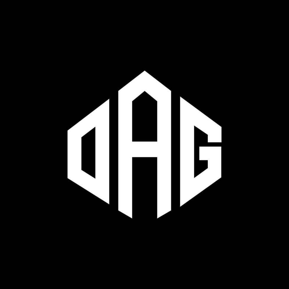 diseño de logotipo de letra oag con forma de polígono. diseño de logotipo en forma de cubo y polígono oag. oag hexágono vector logo plantilla colores blanco y negro. monograma oag, logotipo comercial e inmobiliario.