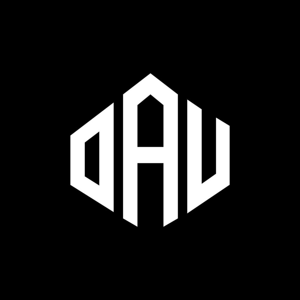 OAU letter logo design with polygon shape. OAU polygon and cube shape logo design. OAU hexagon vector logo template white and black colors. OAU monogram, business and real estate logo.