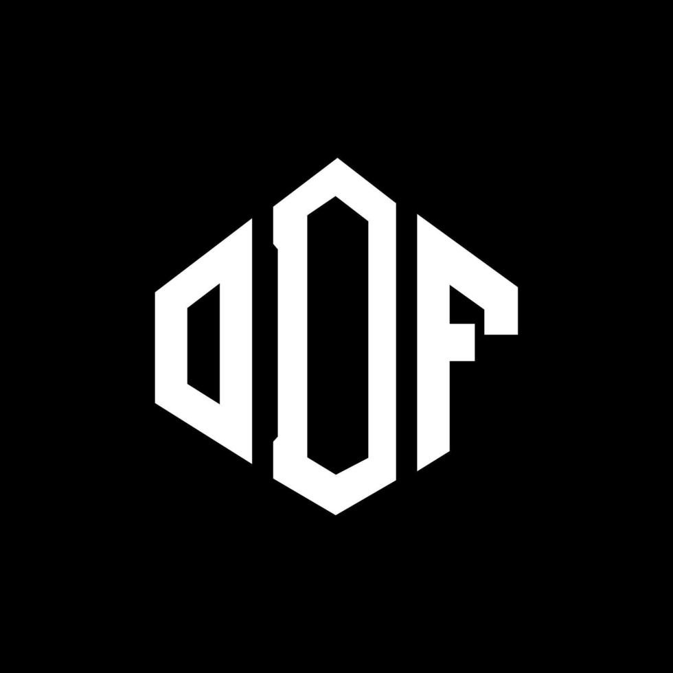 ODF letter logo design with polygon shape. ODF polygon and cube shape logo design. ODF hexagon vector logo template white and black colors. ODF monogram, business and real estate logo.