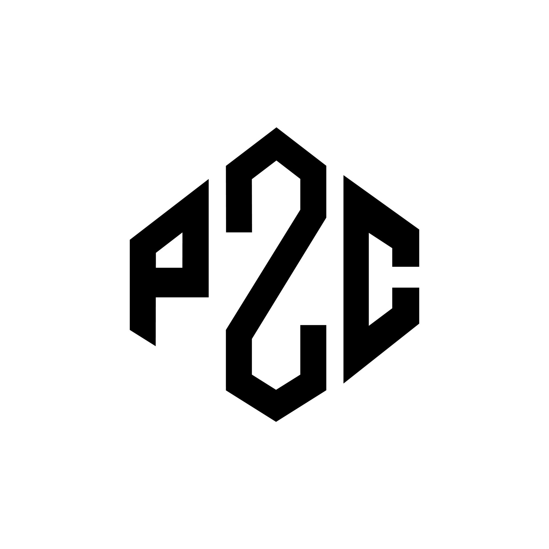 PZC letter logo design with polygon shape. PZC polygon and cube shape