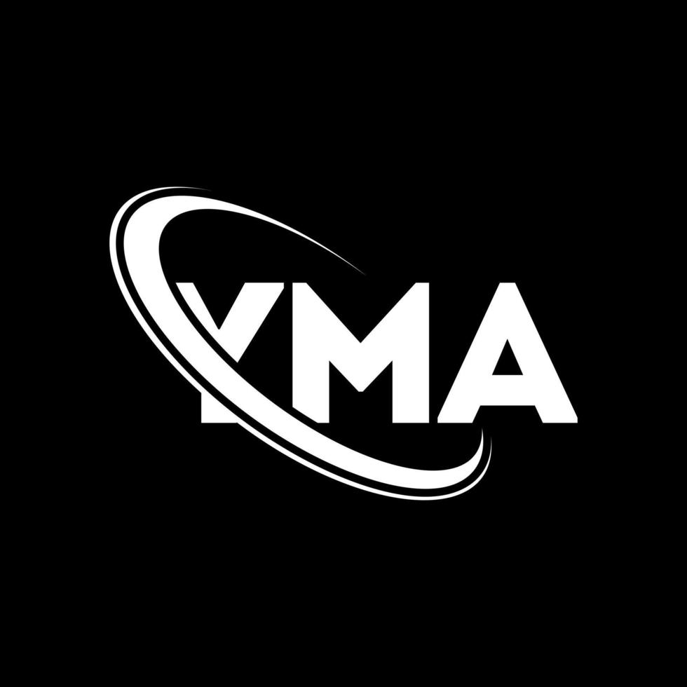 logotipo de yma. yma carta. diseño del logotipo de la letra yma. logotipo de iniciales yma vinculado con círculo y logotipo de monograma en mayúsculas. tipografía yma para tecnología, negocios y marca inmobiliaria. vector