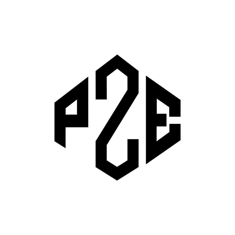 diseño de logotipo de letra pze con forma de polígono. diseño de logotipo de forma de cubo y polígono pze. pze hexagon vector logo plantilla colores blanco y negro. monograma pze, logotipo comercial y inmobiliario.