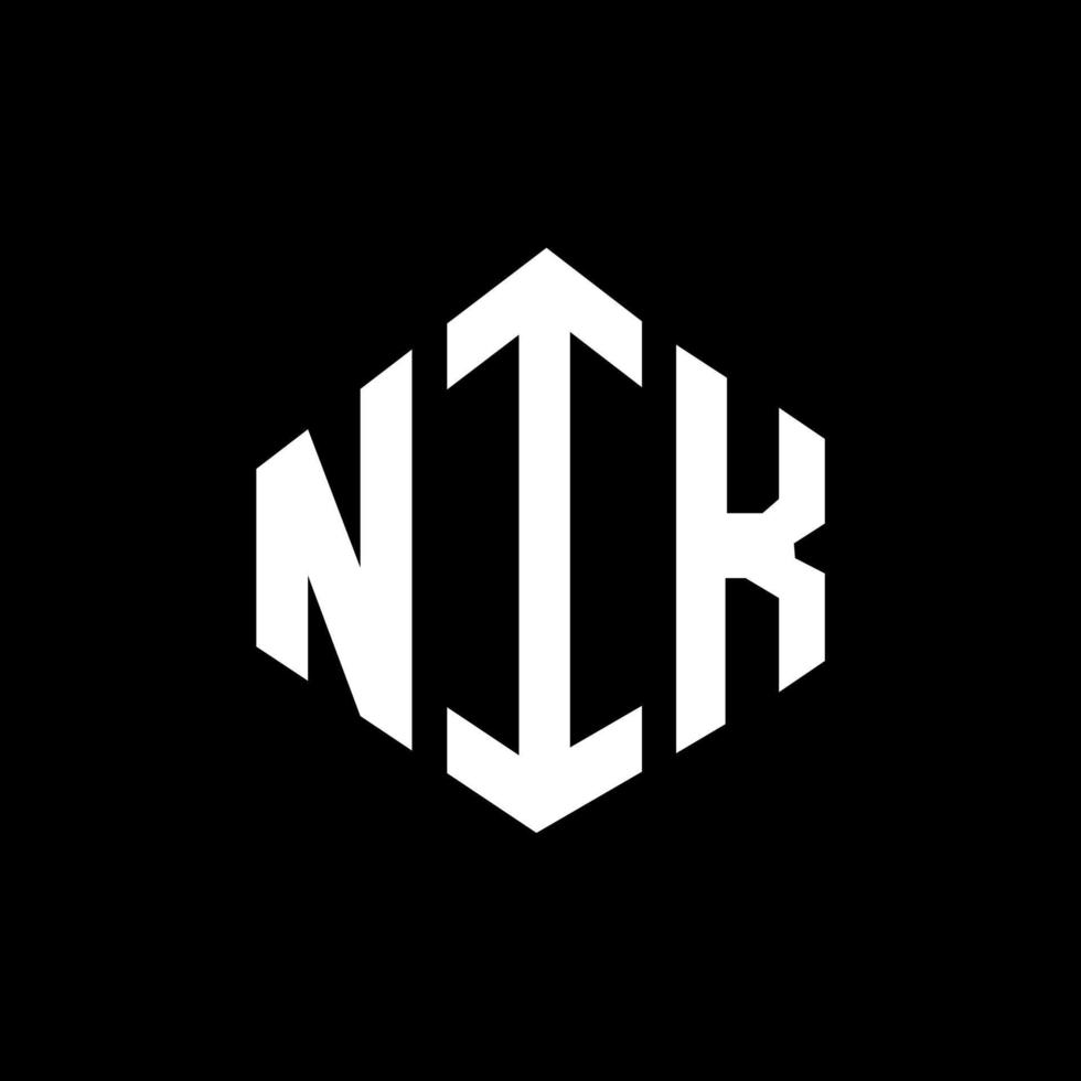 diseño de logotipo de letra nik con forma de polígono. diseño de logotipo en forma de cubo y polígono nik. nik hexagon vector logo plantilla colores blanco y negro. monograma nik, logo comercial y inmobiliario.