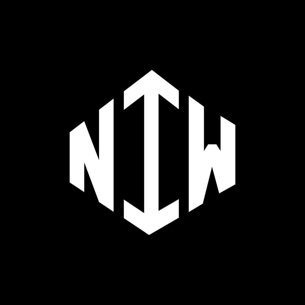 NIW letter logo design with polygon shape. NIW polygon and cube shape logo design. NIW hexagon vector logo template white and black colors. NIW monogram, business and real estate logo.