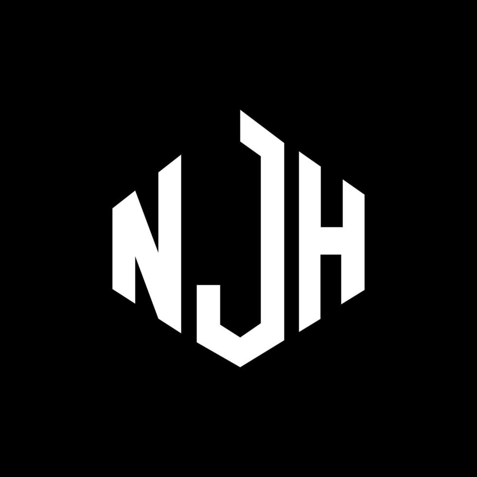 NJH letter logo design with polygon shape. NJH polygon and cube shape logo design. NJH hexagon vector logo template white and black colors. NJH monogram, business and real estate logo.