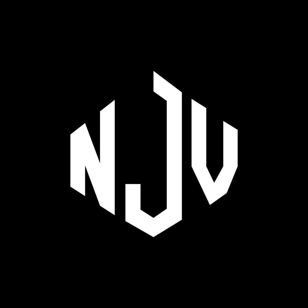 NJV letter logo design with polygon shape. NJV polygon and cube shape logo design. NJV hexagon vector logo template white and black colors. NJV monogram, business and real estate logo.