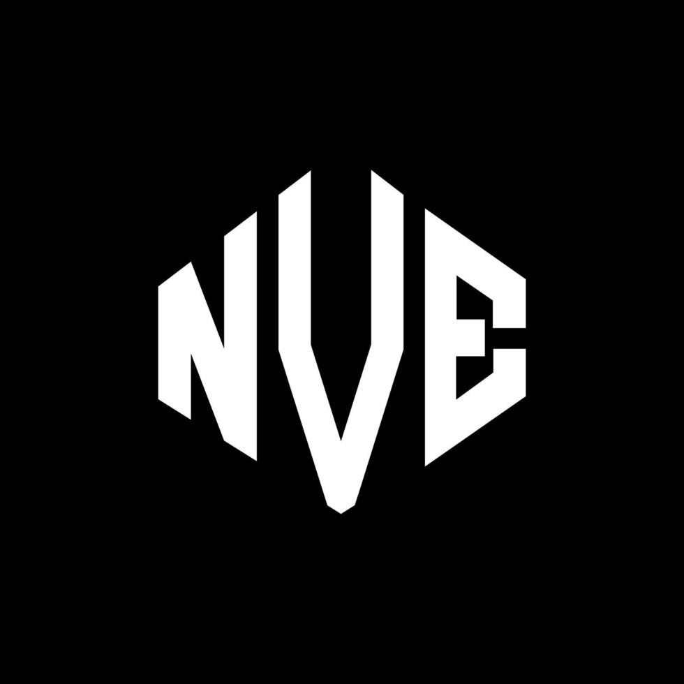 NVE letter logo design with polygon shape. NVE polygon and cube shape logo design. NVE hexagon vector logo template white and black colors. NVE monogram, business and real estate logo.