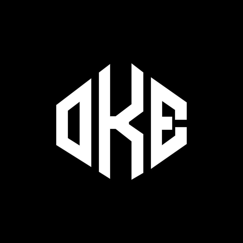 OKE letter logo design with polygon shape. OKE polygon and cube shape logo design. OKE hexagon vector logo template white and black colors. OKE monogram, business and real estate logo.