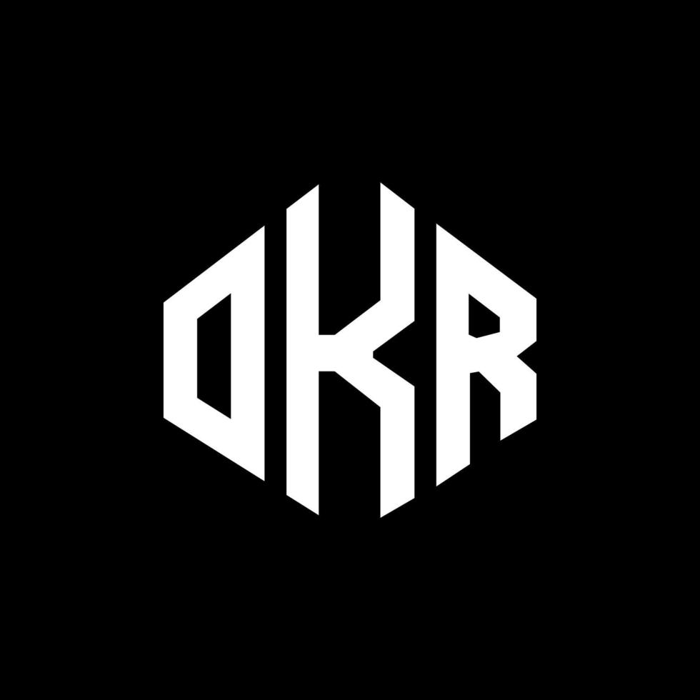 OKR letter logo design with polygon shape. OKR polygon and cube shape logo design. OKR hexagon vector logo template white and black colors. OKR monogram, business and real estate logo.