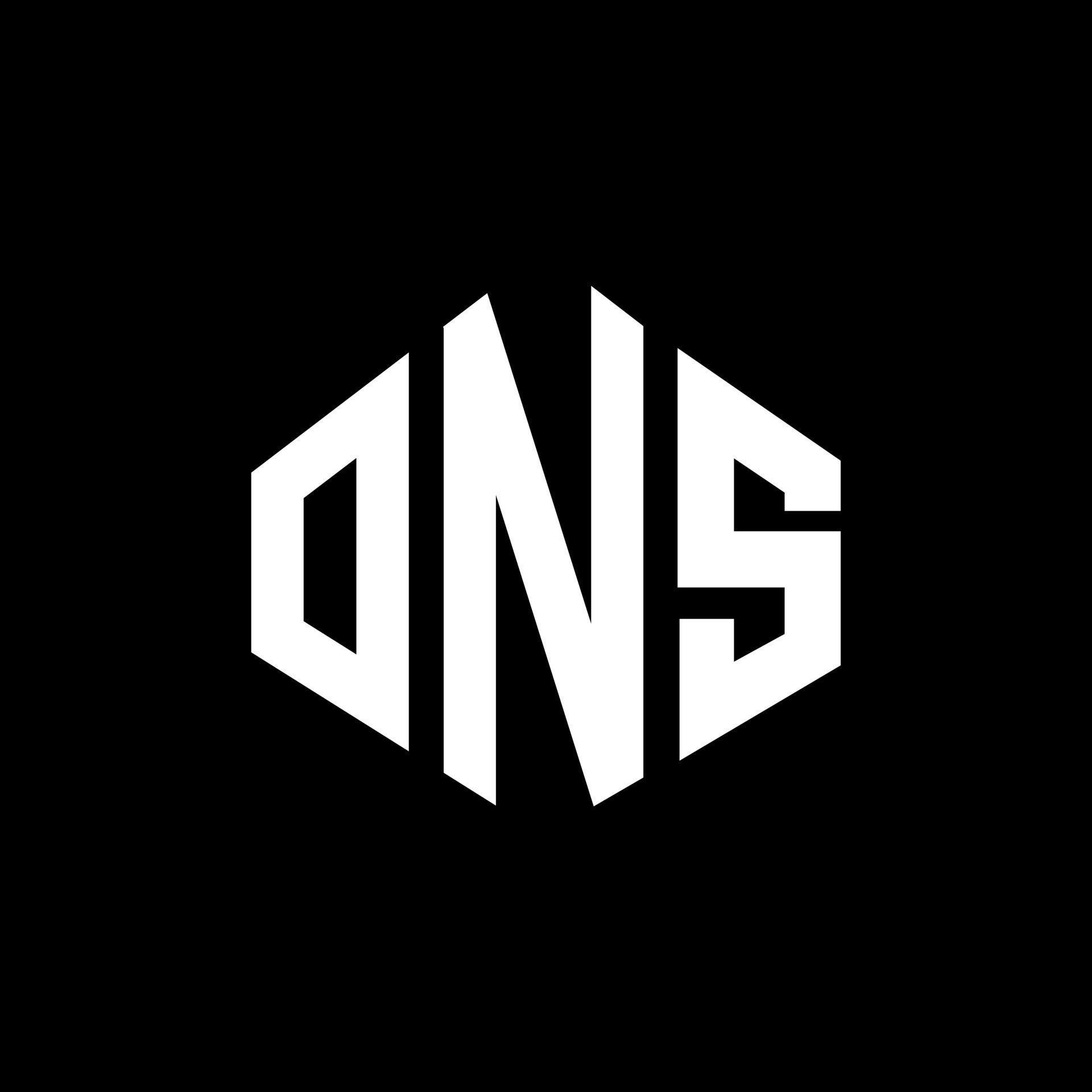ONS letter logo design with polygon shape ONS polygon and cube shape