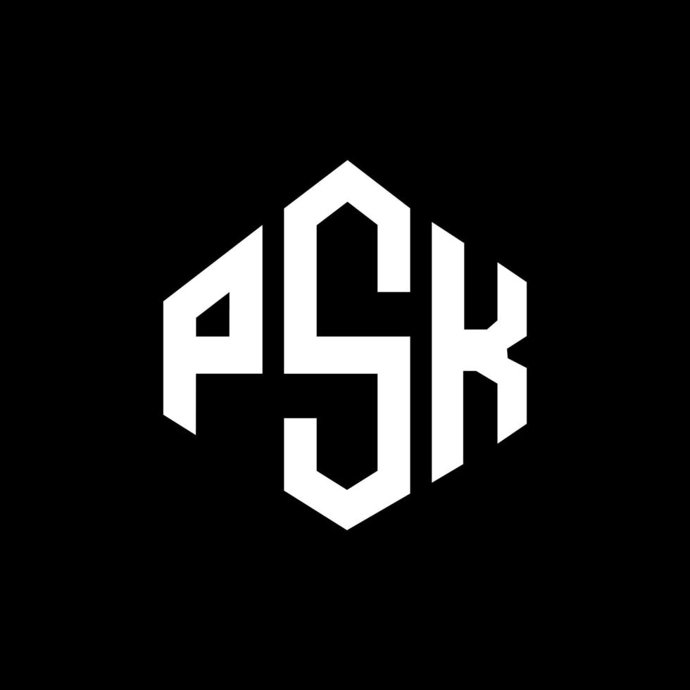 PSK letter logo design with polygon shape. PSK polygon and cube shape logo design. PSK hexagon vector logo template white and black colors. PSK monogram, business and real estate logo.