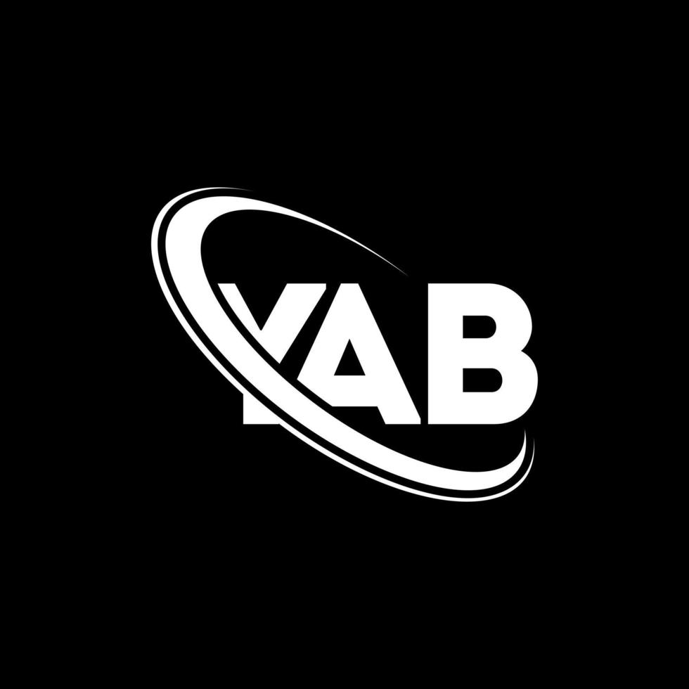 logotipo de yab. carta de yab. diseño del logotipo de la letra yab. logotipo de yab de iniciales vinculado con círculo y logotipo de monograma en mayúsculas. tipografía yab para tecnología, negocios y marca inmobiliaria. vector