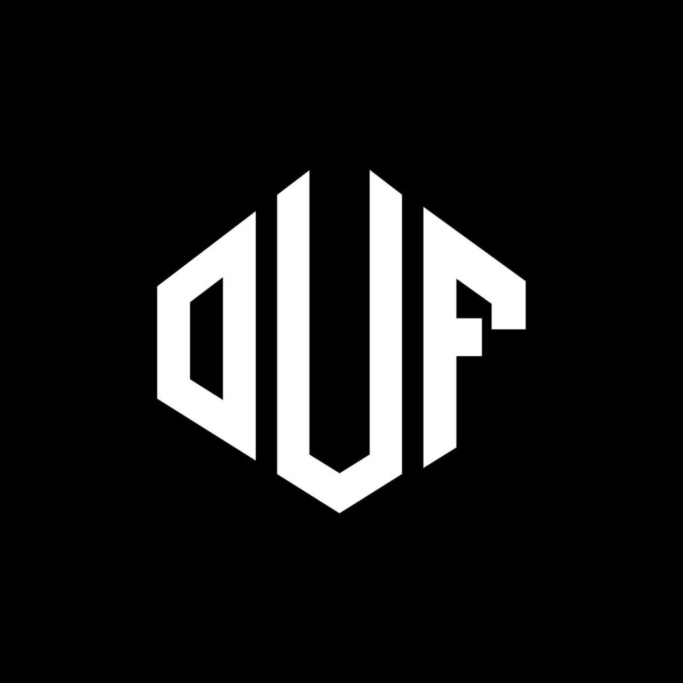 diseño de logotipo de letra ouf con forma de polígono. ouf diseño de logotipo en forma de polígono y cubo. ouf hexágono vector logo plantilla colores blanco y negro. ouf monograma, logotipo comercial e inmobiliario.