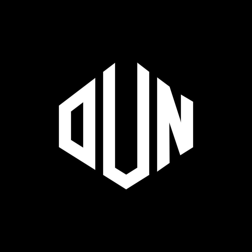 OUN letter logo design with polygon shape. OUN polygon and cube shape logo design. OUN hexagon vector logo template white and black colors. OUN monogram, business and real estate logo.