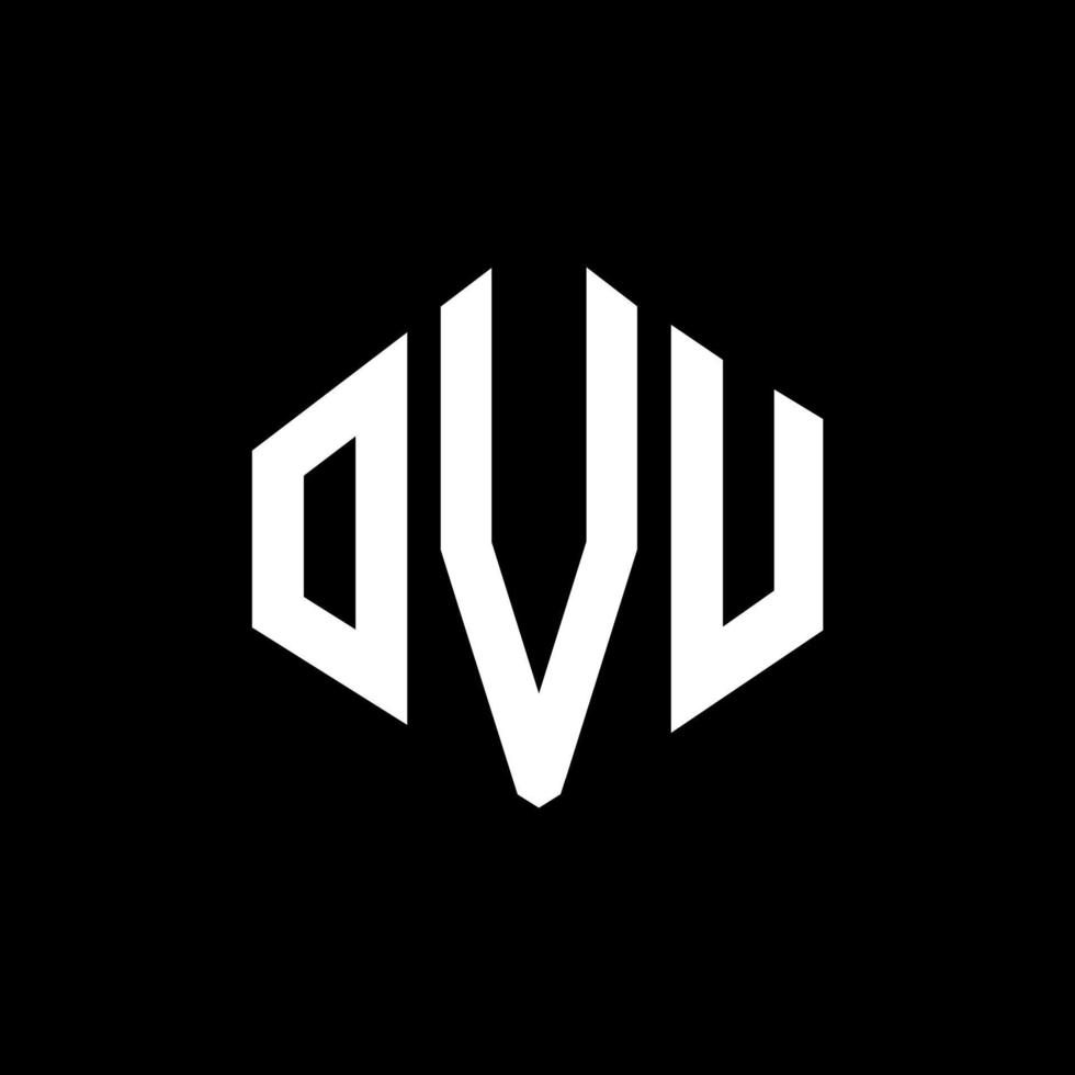 OVU letter logo design with polygon shape. OVU polygon and cube shape logo design. OVU hexagon vector logo template white and black colors. OVU monogram, business and real estate logo.